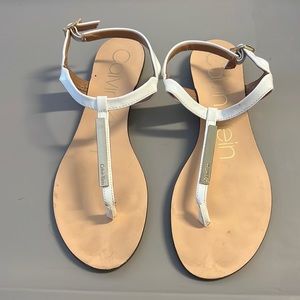 Calvin Klein sandals. White and tan. Size 6.5